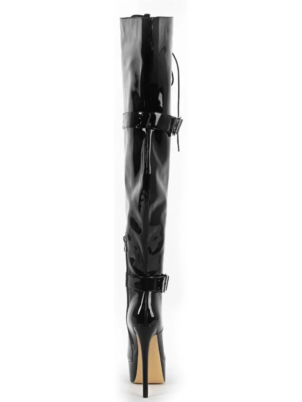 Women's Black Round Toe Platform Stiletto High Heel Over The Knee High Boots